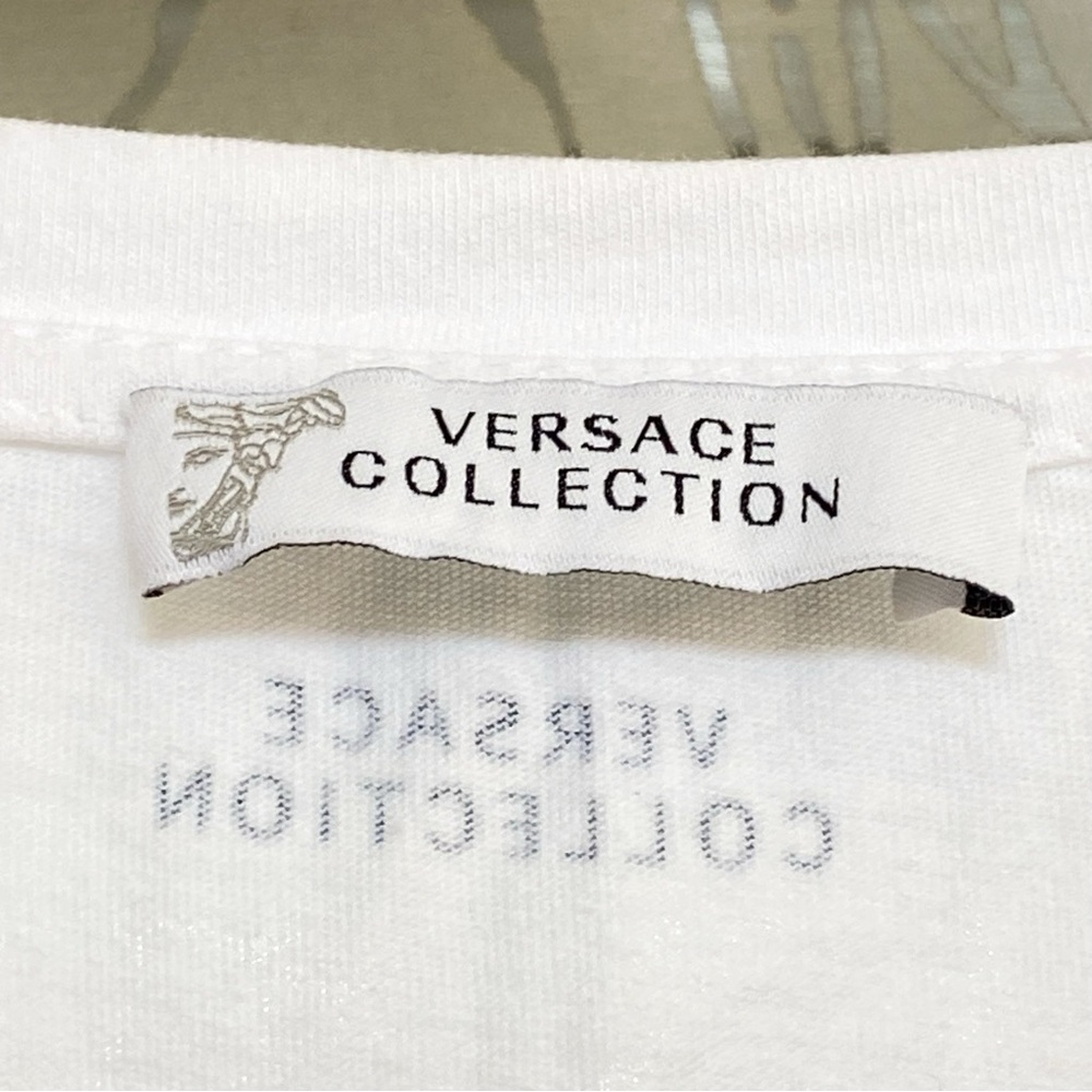 GIANNI VERSACE COLLECTION WHITE BLUE PRINT SHORT SLEEVE CREWNECK T-SHIRT TEE - Picture 5 of 6